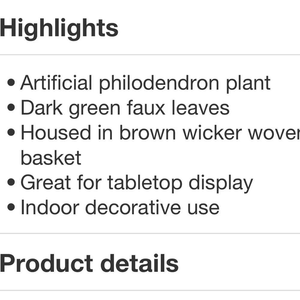 STUDIO MCGEE NWT faux philodendron decorative plant in basket -18”